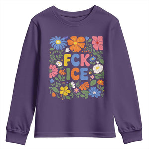 Fck Ice Youth Sweatshirt Funny Boho Floral Resist Retro Pro Immigration TS10 Purple Print Your Wear