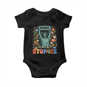 Stop ICE Baby Onesie Funny Statue of Liberty Boho Floral Resist Retro TS10 Black Print Your Wear