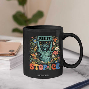 Stop ICE Coffee Mug Funny Statue of Liberty Boho Floral Resist Retro TS10 Print Your Wear