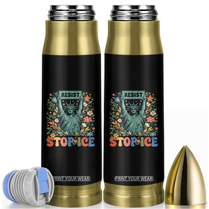 Stop ICE Bullet Tumbler Funny Statue of Liberty Boho Floral Resist Retro TS10 Black Print Your Wear