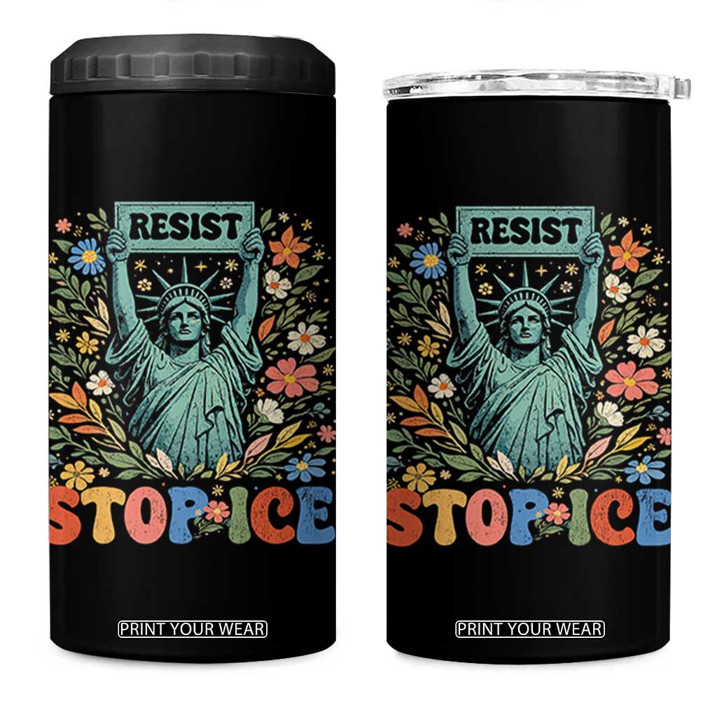 Stop ICE 4 in 1 Can Cooler Tumbler Funny Statue of Liberty Boho Floral Resist Retro TS10 One Size: 16 oz Black Print Your Wear