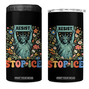Stop ICE 4 in 1 Can Cooler Tumbler Funny Statue of Liberty Boho Floral Resist Retro TS10 One Size: 16 oz Black Print Your Wear