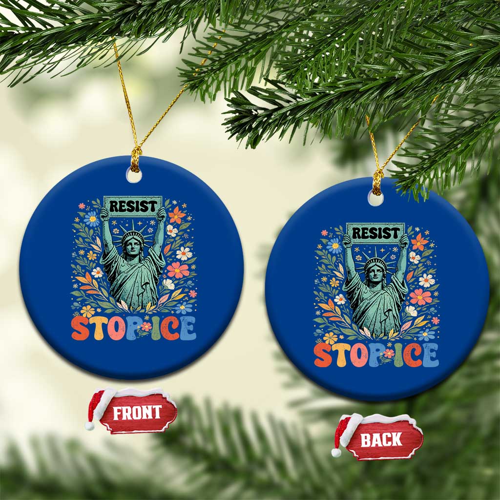 Stop ICE Ceramic Ornament Funny Statue of Liberty Boho Floral Resist Retro TS10 1pc Blue Print Your Wear