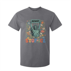 Stop ICE T Shirt For Kid Funny Statue of Liberty Boho Floral Resist Retro TS10 Charcoal Print Your Wear