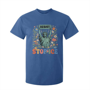Stop ICE T Shirt For Kid Funny Statue of Liberty Boho Floral Resist Retro TS10 Royal Blue Print Your Wear