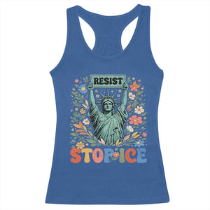 Stop ICE Racerback Tank Top Funny Statue of Liberty Boho Floral Resist Retro TS10 Royal Blue Print Your Wear