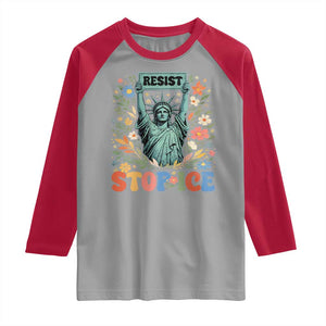 Stop ICE Raglan Shirt Funny Statue of Liberty Boho Floral Resist Retro TS10 Sport Gray Red Print Your Wear