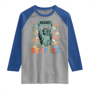 Stop ICE Raglan Shirt Funny Statue of Liberty Boho Floral Resist Retro TS10 Sport Gray Royal Print Your Wear
