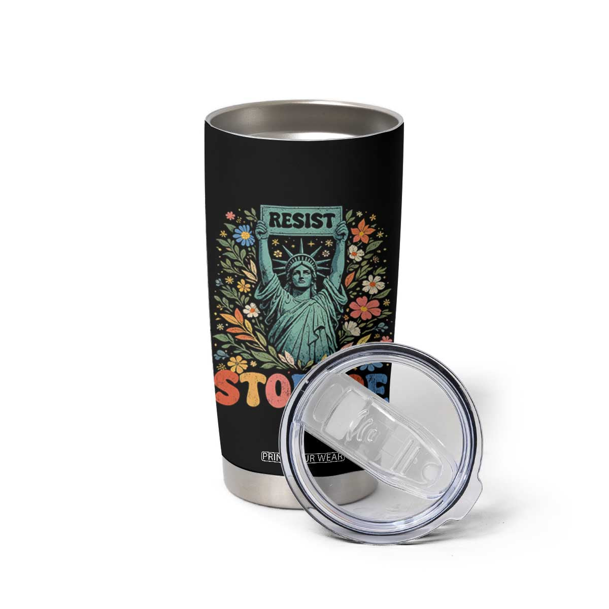 Stop ICE Tumbler Cup Funny Statue of Liberty Boho Floral Resist Retro TS10 Print Your Wear