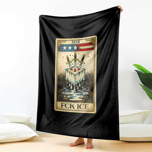 Fck Ice Throw Blanket Retro Tarot Card FDT Protest Satirical Graphic TS10 Print Your Wear