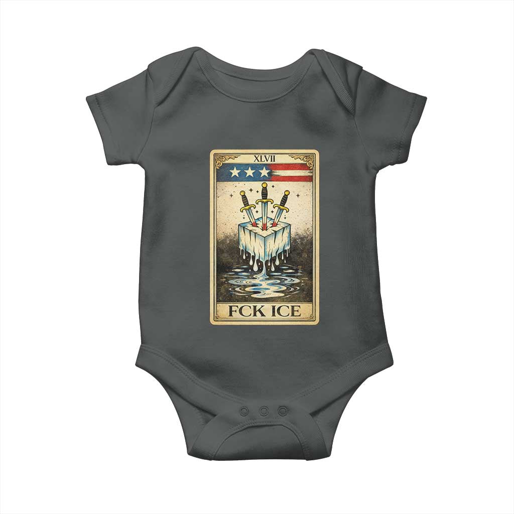 Fck Ice Baby Onesie Retro Tarot Card FDT Protest Satirical Graphic TS10 Dark Heather Print Your Wear