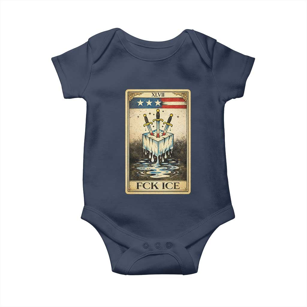Fck Ice Baby Onesie Retro Tarot Card FDT Protest Satirical Graphic TS10 Navy Print Your Wear