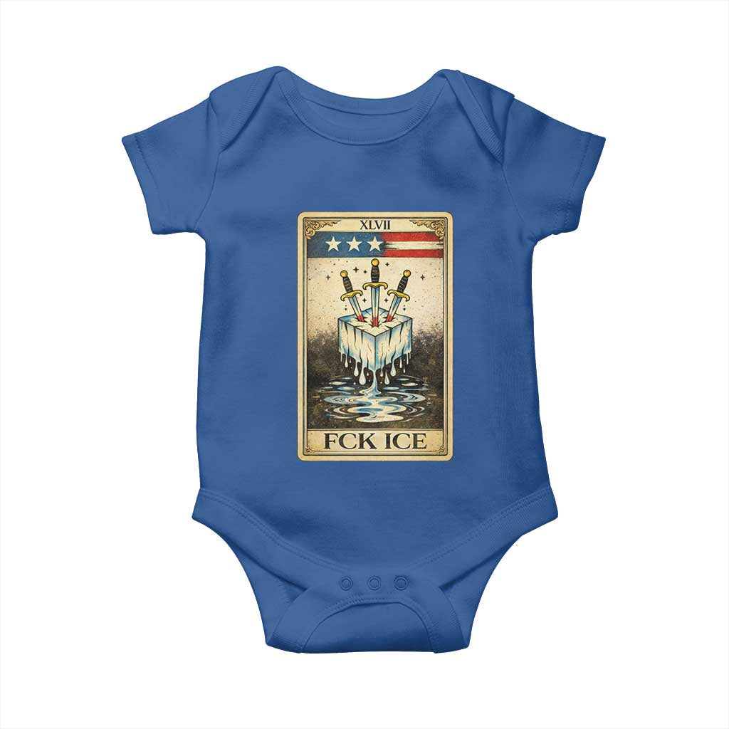 Fck Ice Baby Onesie Retro Tarot Card FDT Protest Satirical Graphic TS10 Royal Blue Print Your Wear