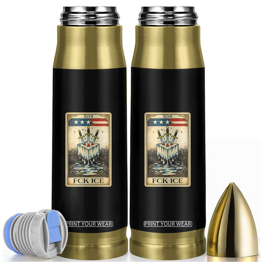 Fck Ice Bullet Tumbler Retro Tarot Card FDT Protest Satirical Graphic TS10 Black Print Your Wear