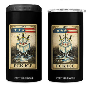 Fck Ice 4 in 1 Can Cooler Tumbler Retro Tarot Card FDT Protest Satirical Graphic TS10 One Size: 16 oz Black Print Your Wear