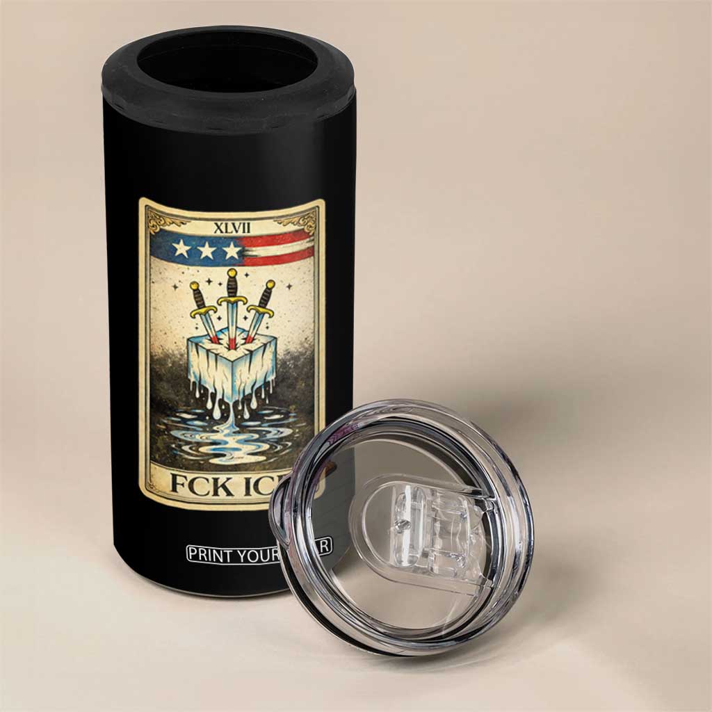 Fck Ice 4 in 1 Can Cooler Tumbler Retro Tarot Card FDT Protest Satirical Graphic TS10 Print Your Wear