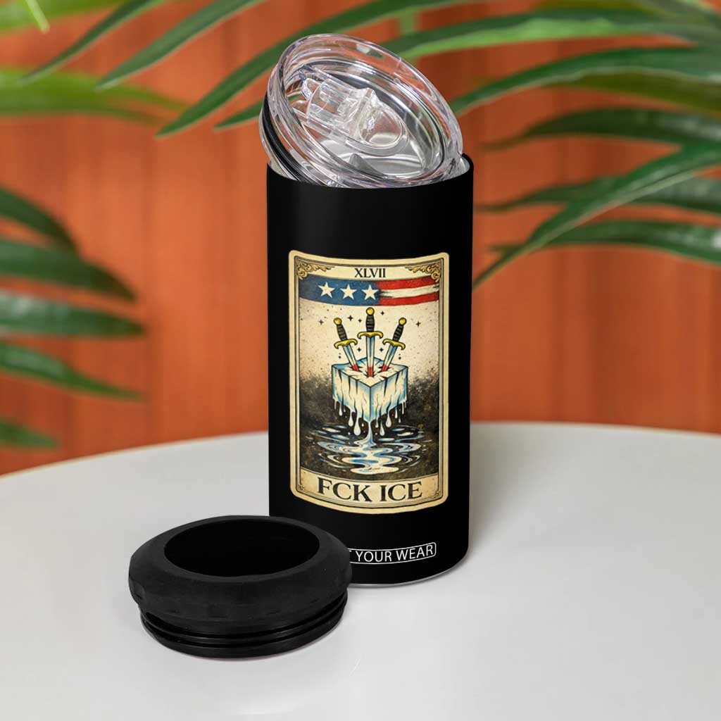 Fck Ice 4 in 1 Can Cooler Tumbler Retro Tarot Card FDT Protest Satirical Graphic TS10 Print Your Wear