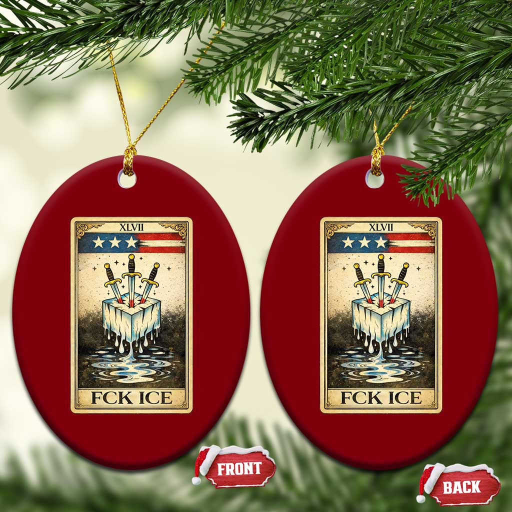 Fck Ice Ceramic Ornament Retro Tarot Card FDT Protest Satirical Graphic TS10 Print Your Wear