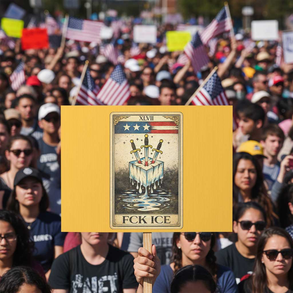 Fck Ice Protest Sign Retro Tarot Card FDT Protest Satirical Graphic TS10 Horizontal 18