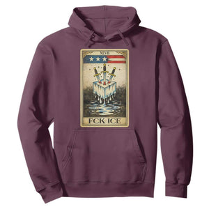 Fck Ice Hoodie Retro Tarot Card FDT Protest Satirical Graphic TS10 Maroon Print Your Wear