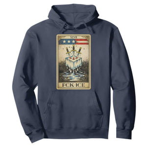 Fck Ice Hoodie Retro Tarot Card FDT Protest Satirical Graphic TS10 Navy Print Your Wear