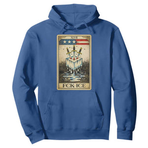 Fck Ice Hoodie Retro Tarot Card FDT Protest Satirical Graphic TS10 Royal Blue Print Your Wear