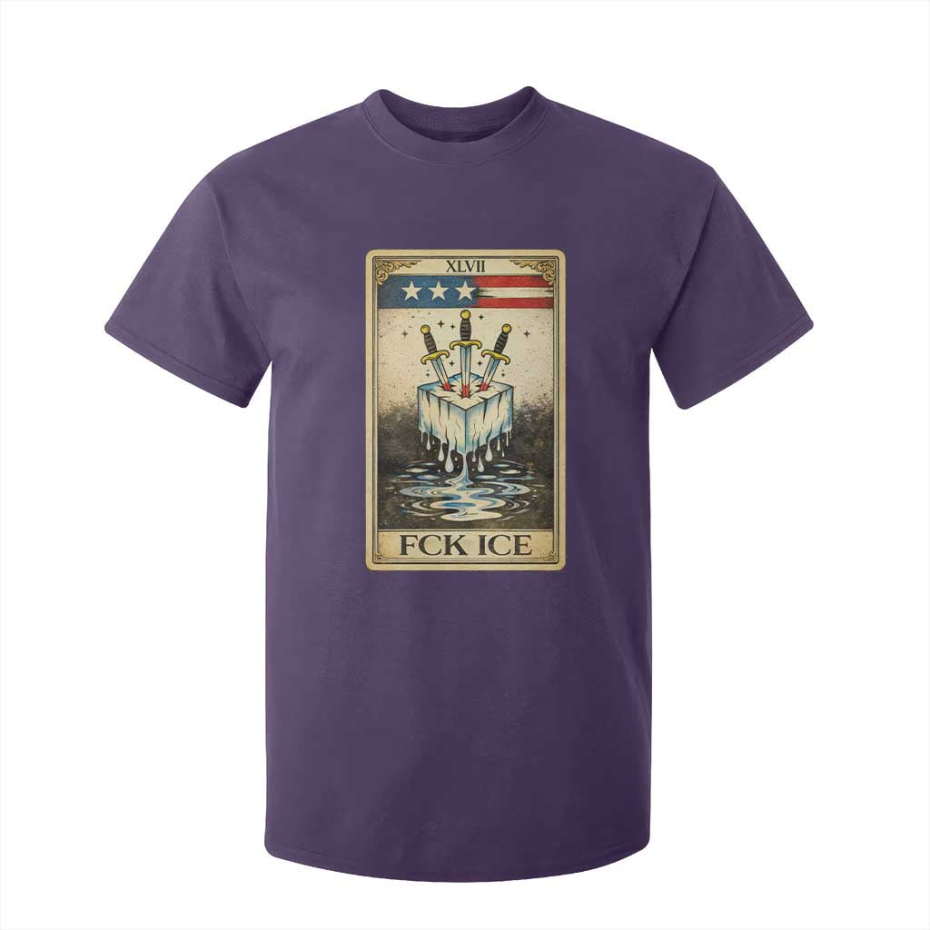 Fck Ice T Shirt For Kid Retro Tarot Card FDT Protest Satirical Graphic TS10 Purple Print Your Wear