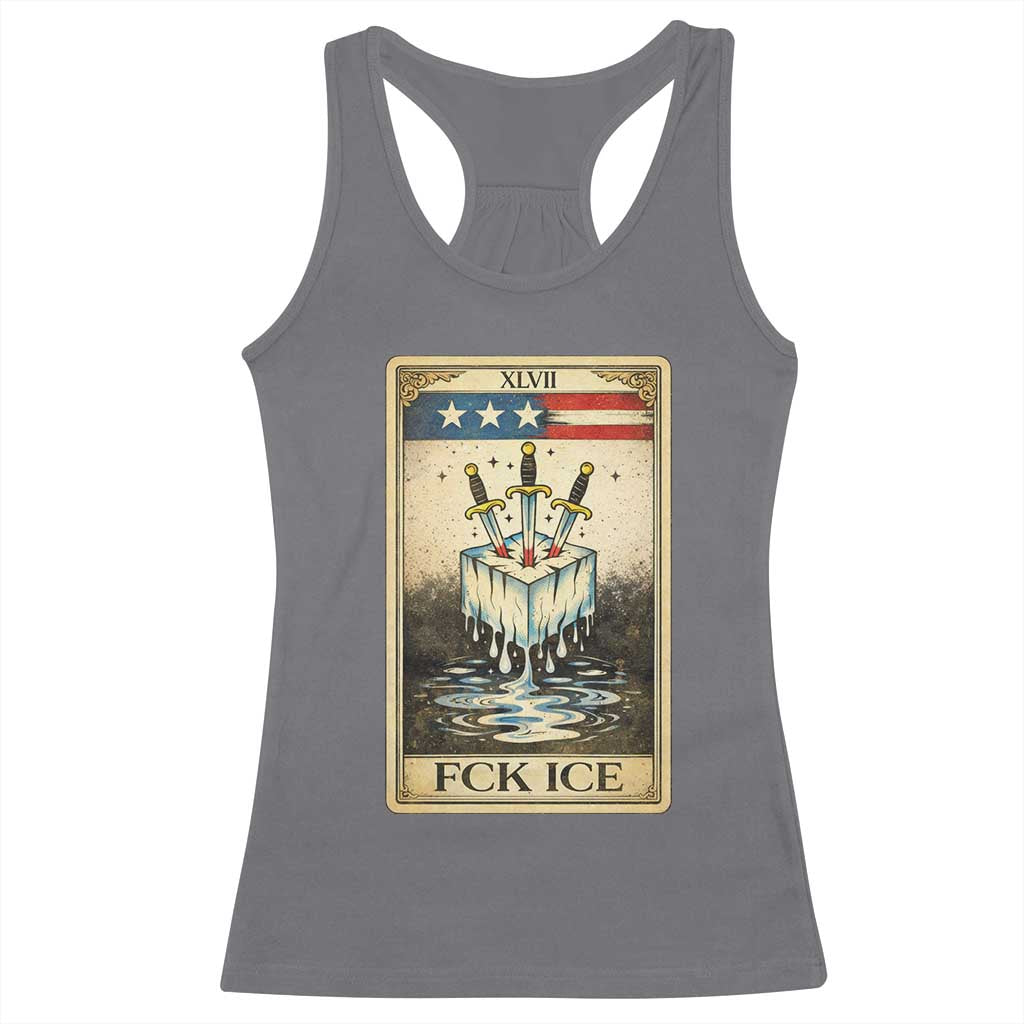 Fck Ice Racerback Tank Top Retro Tarot Card FDT Protest Satirical Graphic TS10 Charcoal Print Your Wear