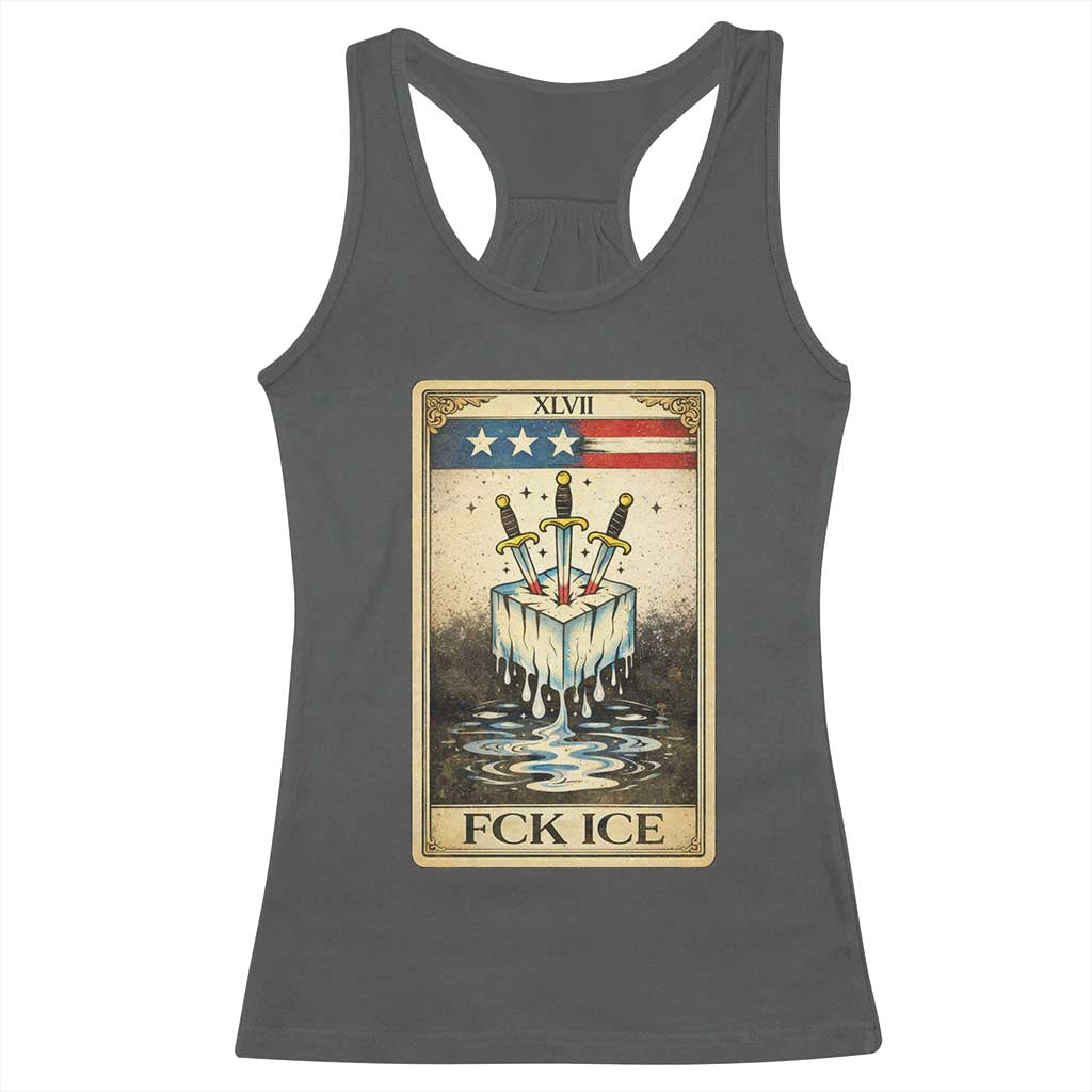 Fck Ice Racerback Tank Top Retro Tarot Card FDT Protest Satirical Graphic TS10 Dark Heather Print Your Wear
