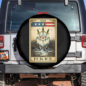 Fck Ice Spare Tire Cover Retro Tarot Card FDT Protest Satirical Graphic TS10 No hole Black Print Your Wear