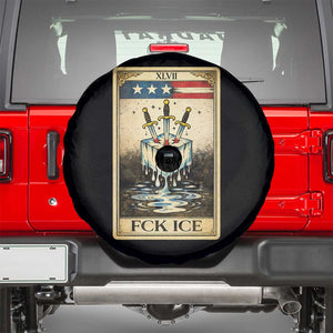 Fck Ice Spare Tire Cover Retro Tarot Card FDT Protest Satirical Graphic TS10 Black Print Your Wear