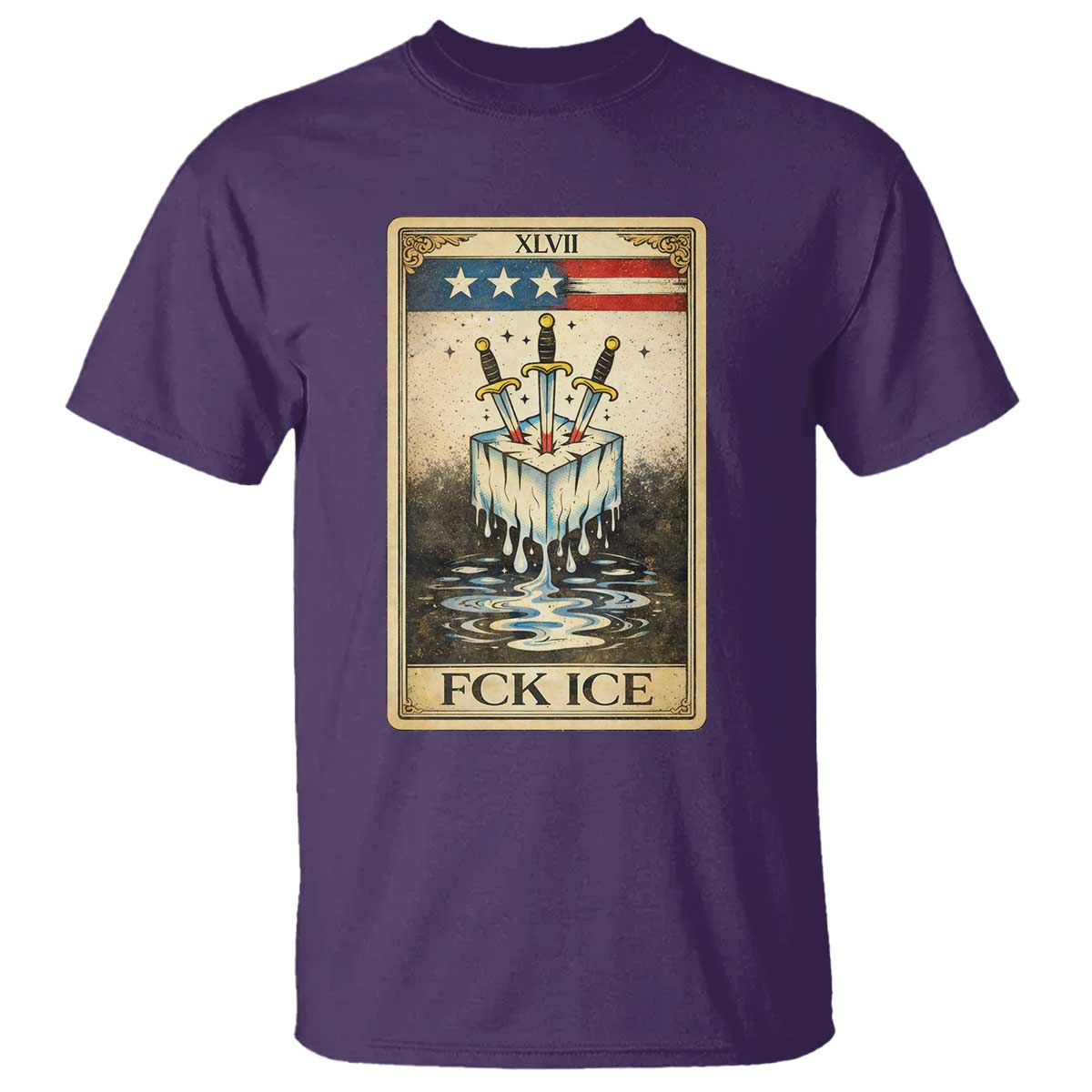 Fck Ice T Shirt Retro Tarot Card FDT Protest Satirical Graphic TS10 Purple Print Your Wear