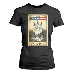 Fck Ice T Shirt For Women Retro Tarot Card FDT Protest Satirical Graphic TS10 Black Print Your Wear