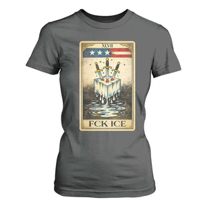Fck Ice T Shirt For Women Retro Tarot Card FDT Protest Satirical Graphic TS10 Dark Heather Print Your Wear
