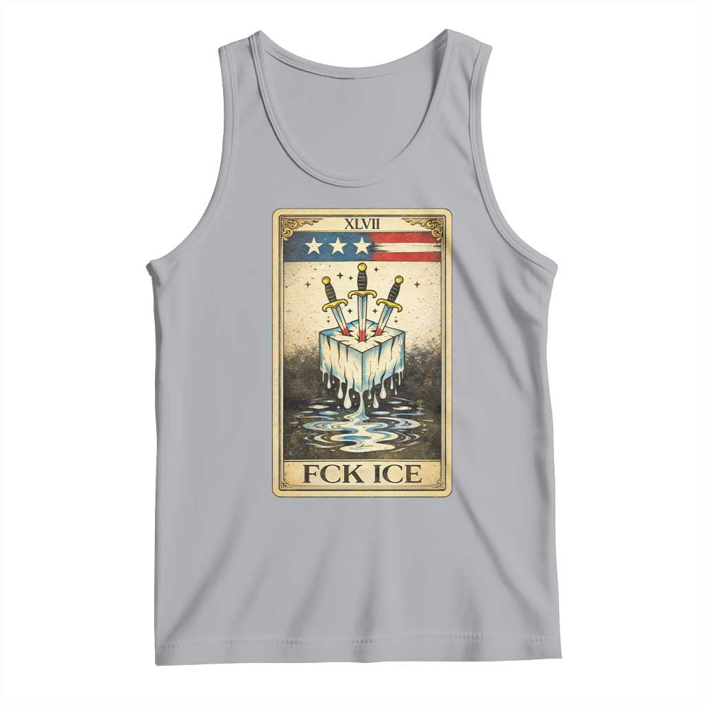 Fck Ice Tank Top Retro Tarot Card FDT Protest Satirical Graphic TS10 Athletic Heather Print Your Wear