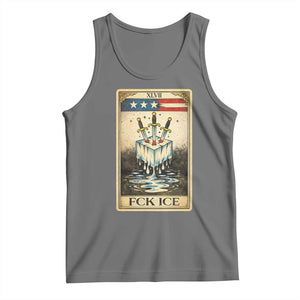 Fck Ice Tank Top Retro Tarot Card FDT Protest Satirical Graphic TS10 Black Heather Print Your Wear