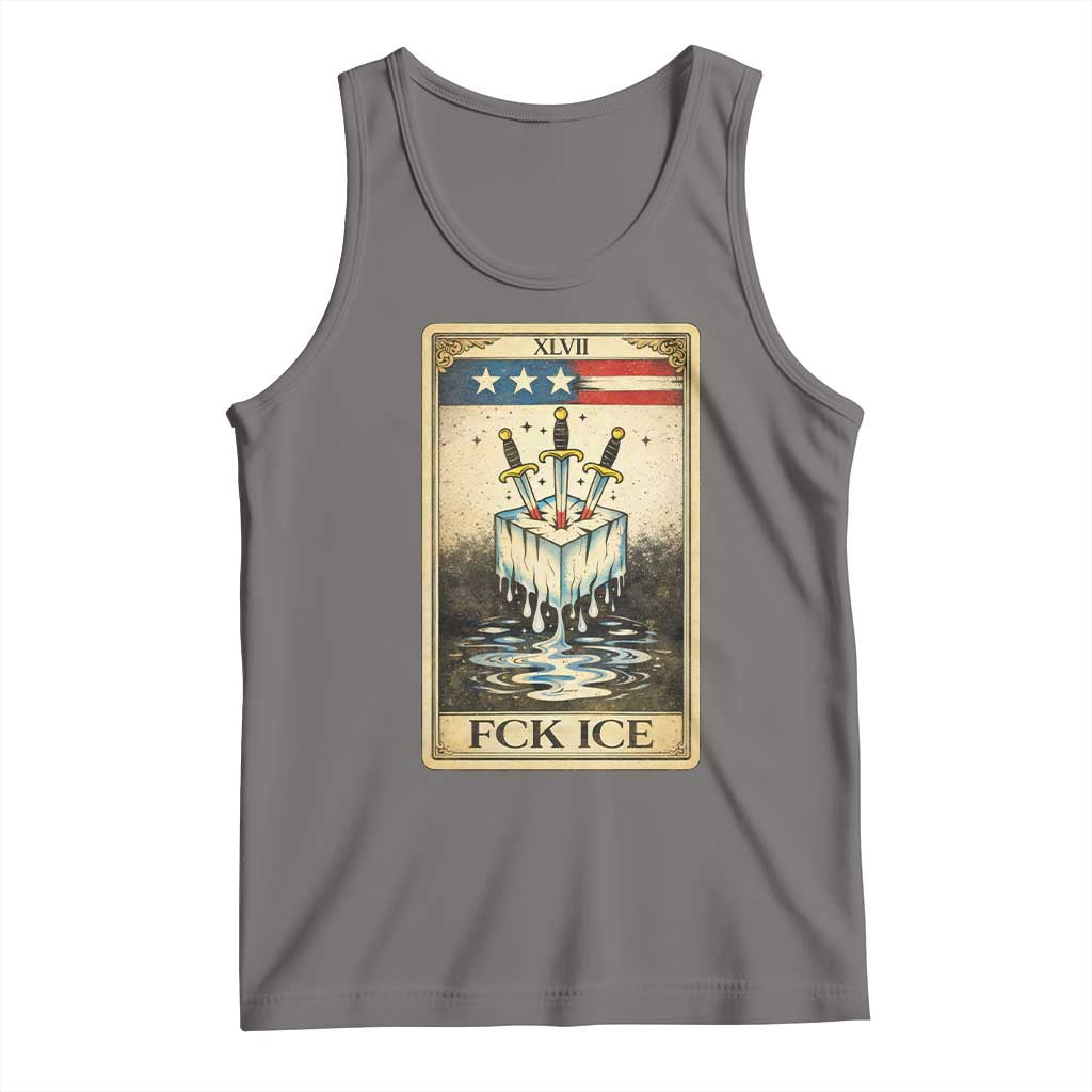 Fck Ice Tank Top Retro Tarot Card FDT Protest Satirical Graphic TS10 Deep Heather Print Your Wear