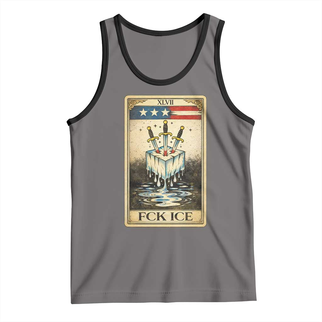 Fck Ice Tank Top Retro Tarot Card FDT Protest Satirical Graphic TS10 Deep Heather Black Print Your Wear