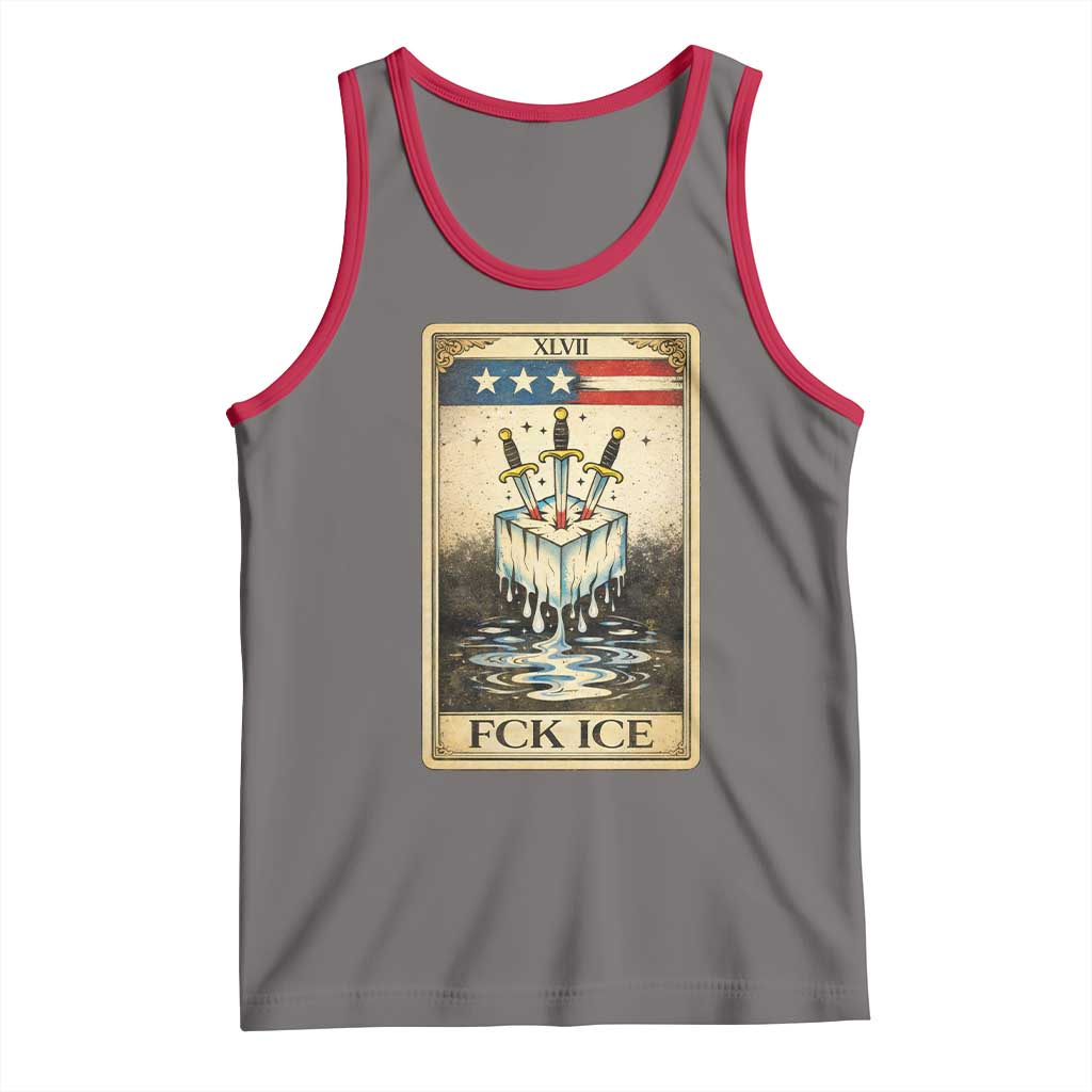 Fck Ice Tank Top Retro Tarot Card FDT Protest Satirical Graphic TS10 Deep Heather Red Print Your Wear