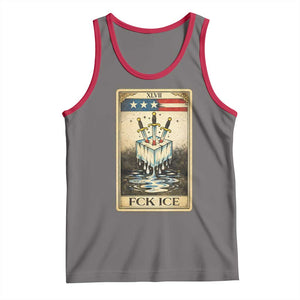 Fck Ice Tank Top Retro Tarot Card FDT Protest Satirical Graphic TS10 Deep Heather Red Print Your Wear