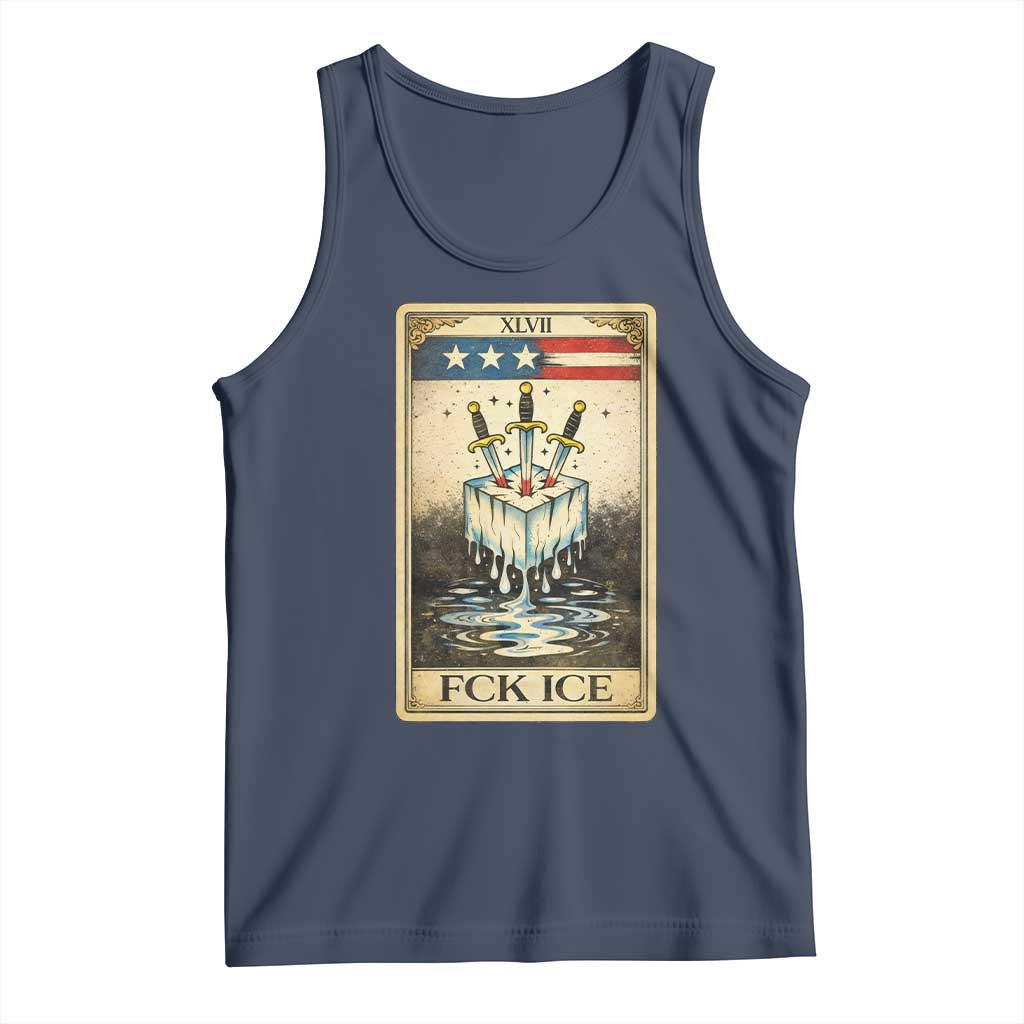 Fck Ice Tank Top Retro Tarot Card FDT Protest Satirical Graphic TS10 Navy Print Your Wear