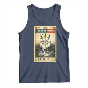 Fck Ice Tank Top Retro Tarot Card FDT Protest Satirical Graphic TS10 Navy Print Your Wear