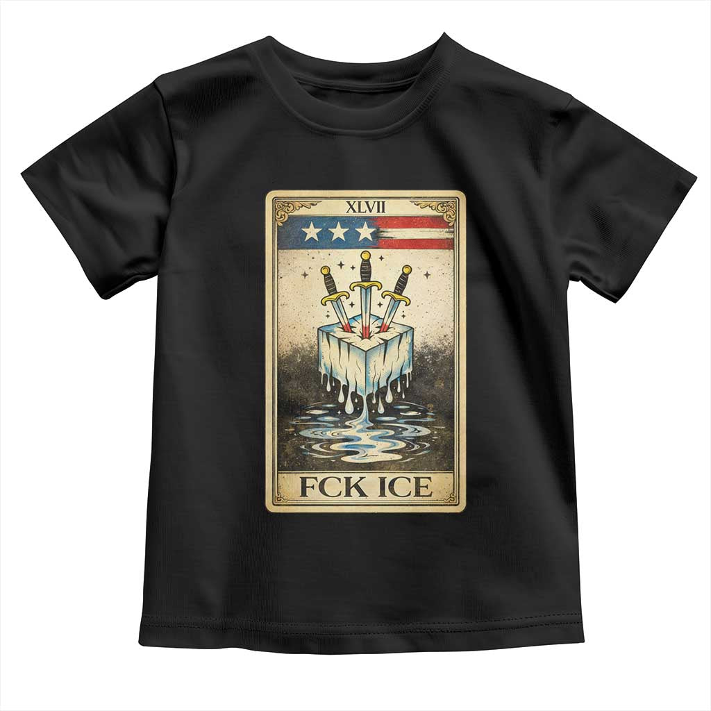 Fck Ice Toddler T Shirt Retro Tarot Card FDT Protest Satirical Graphic TS10 Black Print Your Wear