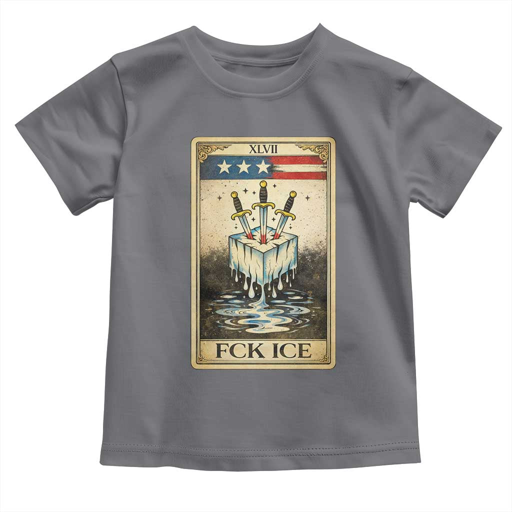 Fck Ice Toddler T Shirt Retro Tarot Card FDT Protest Satirical Graphic TS10 Charcoal Print Your Wear