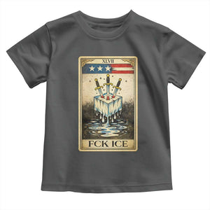 Fck Ice Toddler T Shirt Retro Tarot Card FDT Protest Satirical Graphic TS10 Dark Heather Print Your Wear