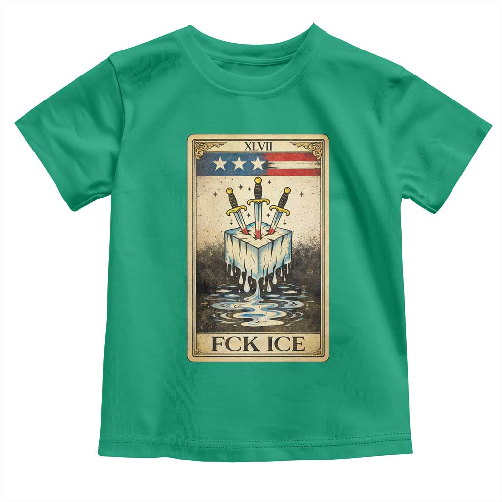 Fck Ice Toddler T Shirt Retro Tarot Card FDT Protest Satirical Graphic TS10 Irish Green Print Your Wear