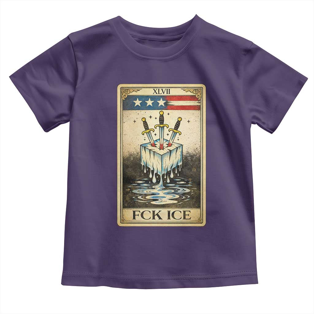Fck Ice Toddler T Shirt Retro Tarot Card FDT Protest Satirical Graphic TS10 Purple Print Your Wear