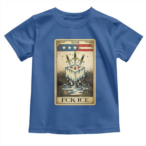Fck Ice Toddler T Shirt Retro Tarot Card FDT Protest Satirical Graphic TS10 Royal Blue Print Your Wear