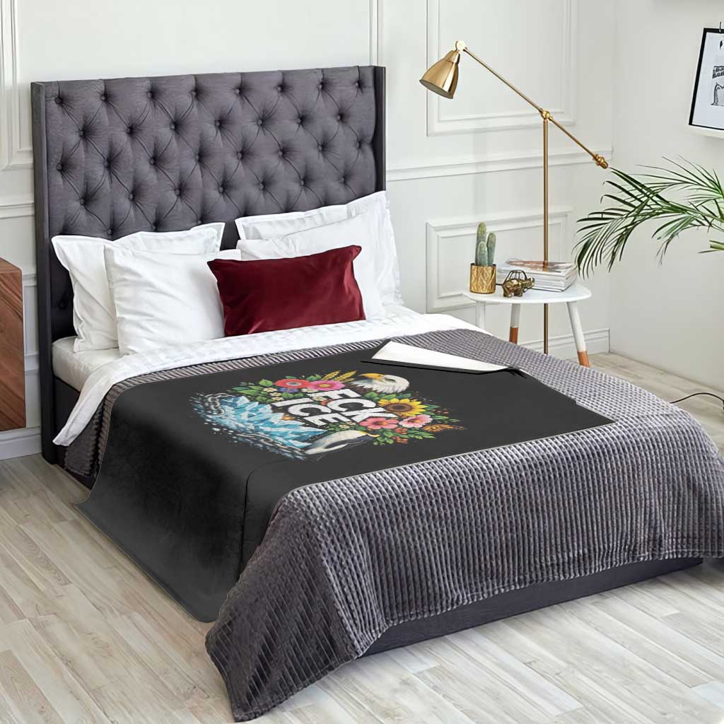 Fck Ice Throw Blanket Retro Floral FDT Protest Satirical Graphic TS10 Print Your Wear