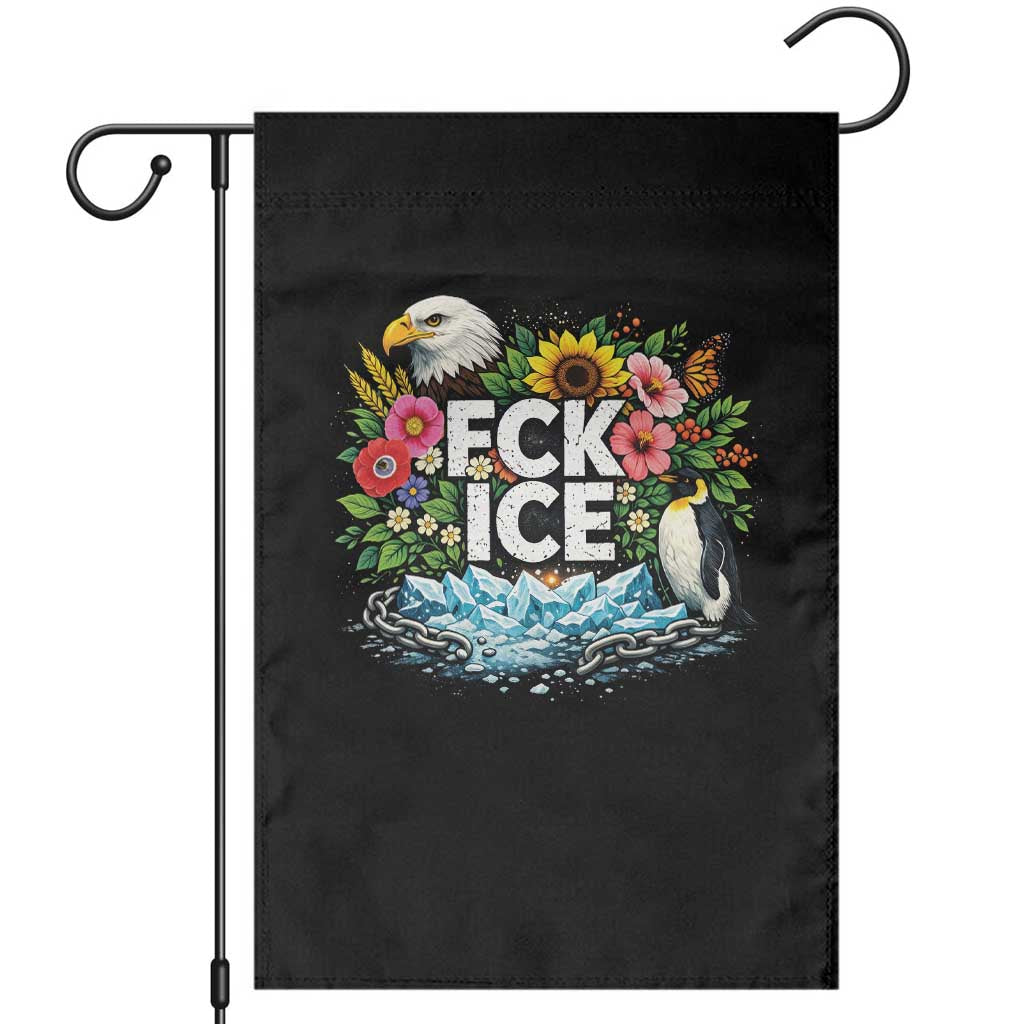 Fck Ice Garden Flag Retro Floral FDT Protest Satirical Graphic TS10 Black Print Your Wear